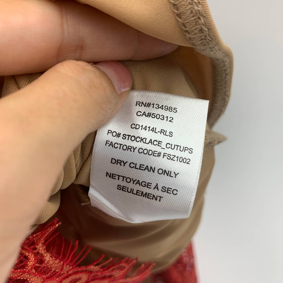 For Love & Lemons Gianna Midi Dress in Red Rust Lace - Picture 16 of 16